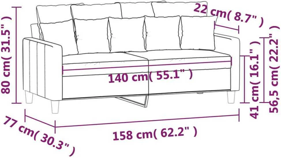 Dvivietė sofa, geltonos spalvos, 140cm, aksomas