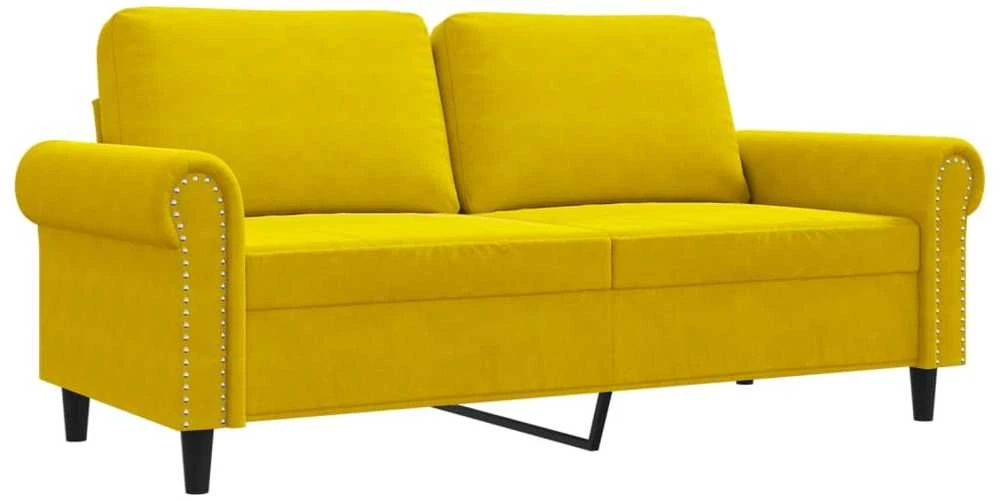 Dvivietė sofa, geltonos spalvos, 140cm, aksomas