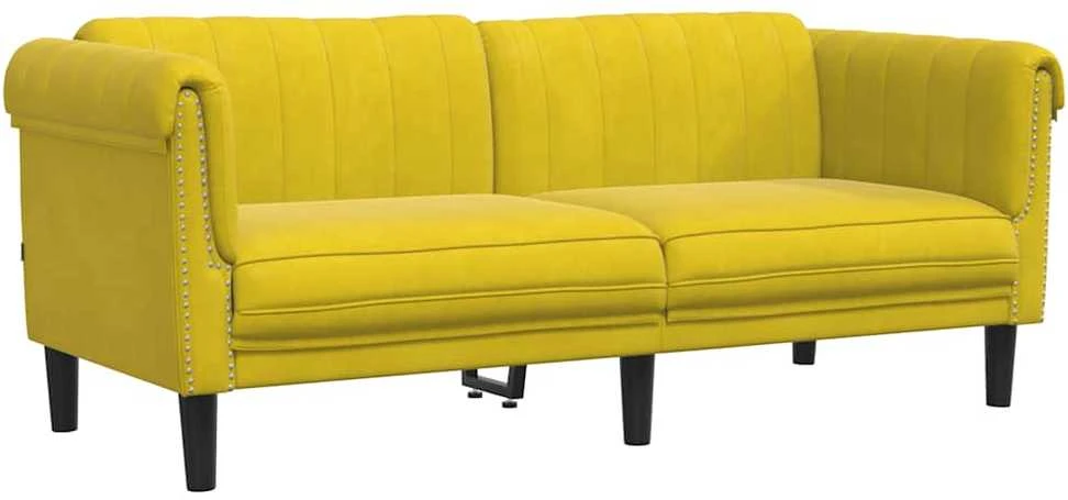 Dvivietė sofa, geltonos spalvos, aksomas