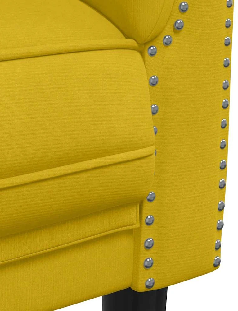 Dvivietė sofa, geltonos spalvos, aksomas