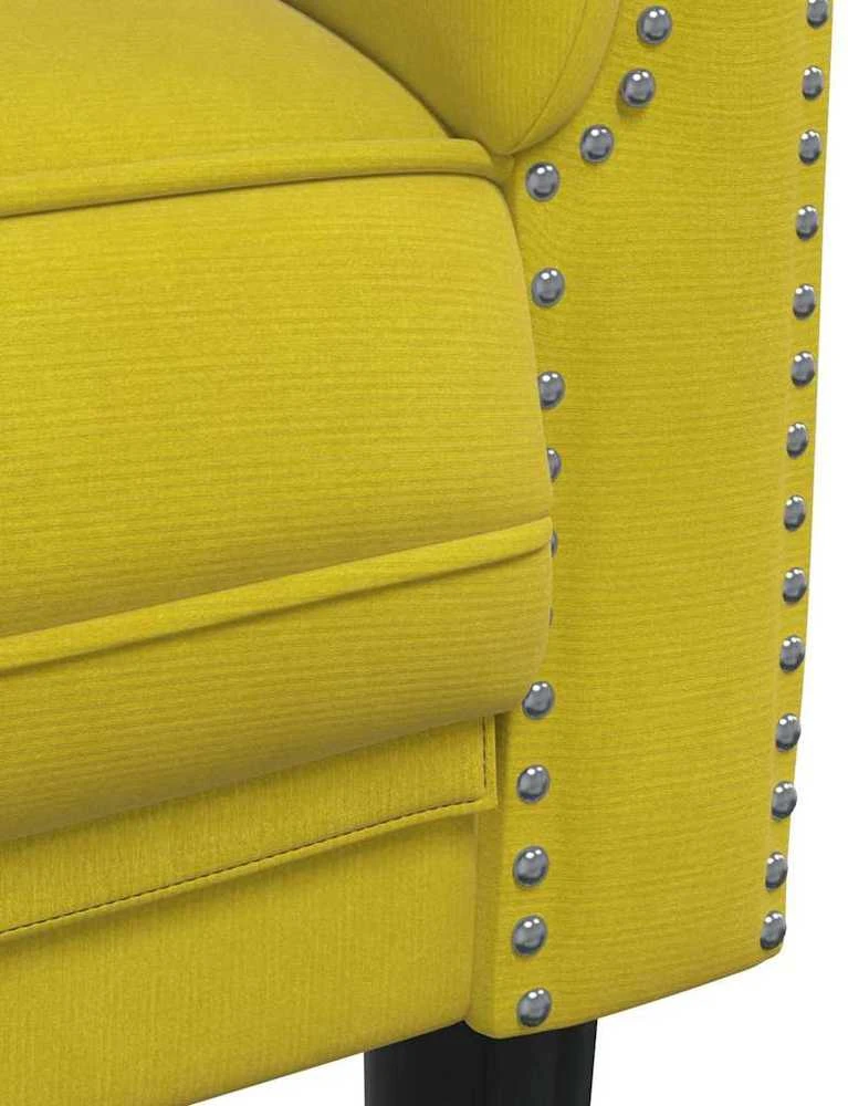 Dvivietė sofa, geltonos spalvos, aksomas