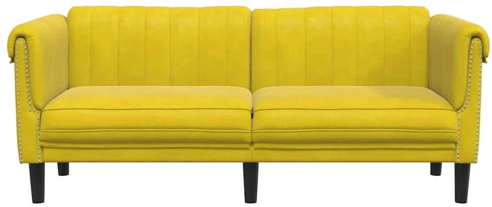 Dvivietė sofa, geltonos spalvos, aksomas