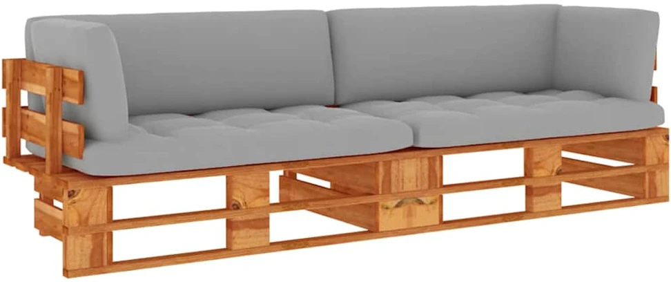 Lauko baldų komplektas Dvivietė sofa iš palečių su pagalvėlėmis, impregnuota pušis