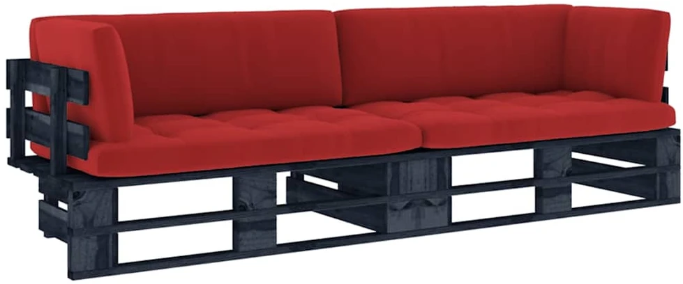 Lauko baldų komplektas Dvivietė sofa iš palečių su pagalvėlėmis, impregnuota pušis