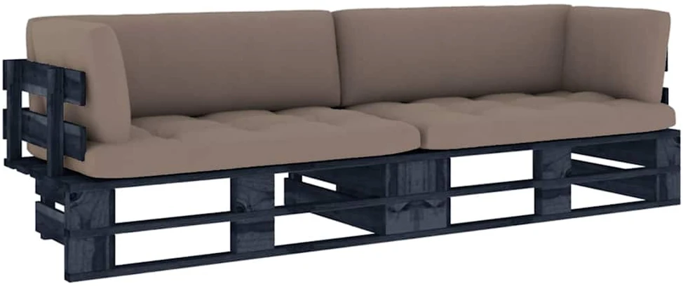 Dvivietė sofa iš palečių su pagalvėlėmis, impregnuota pušis