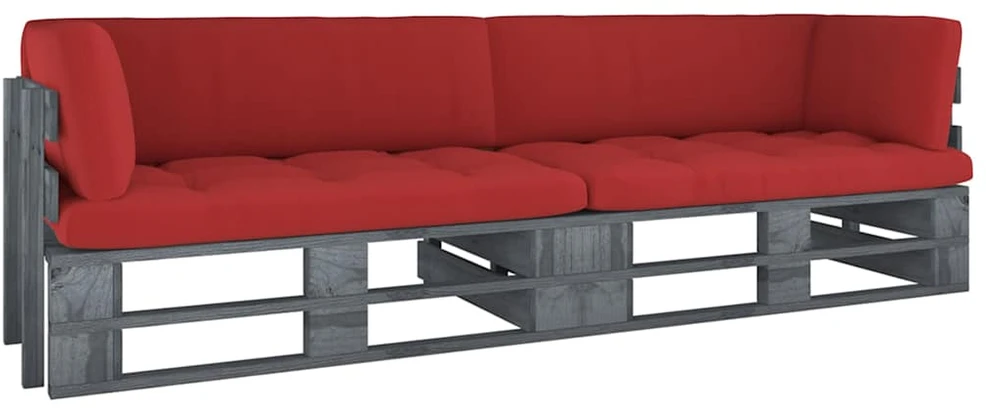 Lauko baldų komplektas Dvivietė sofa iš palečių su pagalvėlėmis, impregnuota pušis