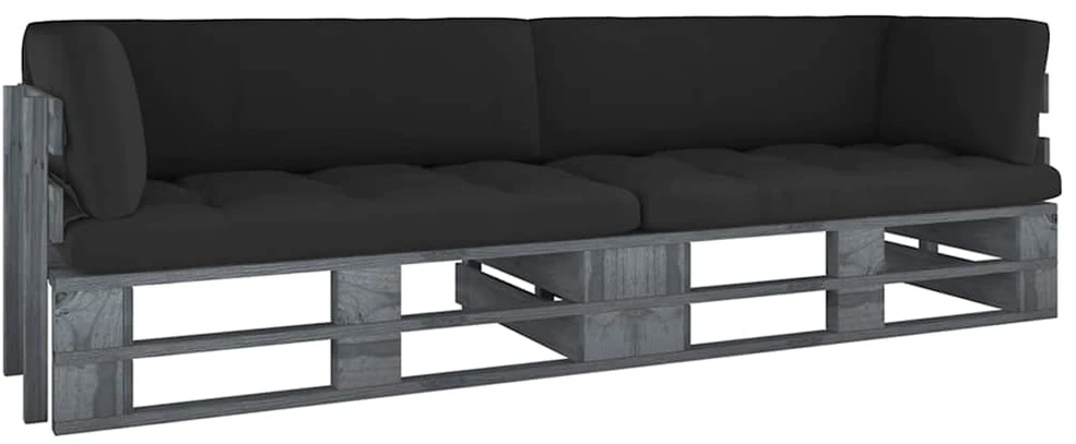 Lauko baldų komplektas Dvivietė sofa iš palečių su pagalvėlėmis, impregnuota pušis