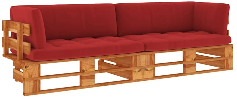 Lauko baldų komplektas Dvivietė sofa iš palečių su pagalvėlėmis, impregnuota pušis