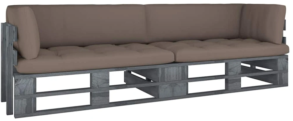 Lauko baldų komplektas Dvivietė sofa iš palečių su pagalvėlėmis, impregnuota pušis