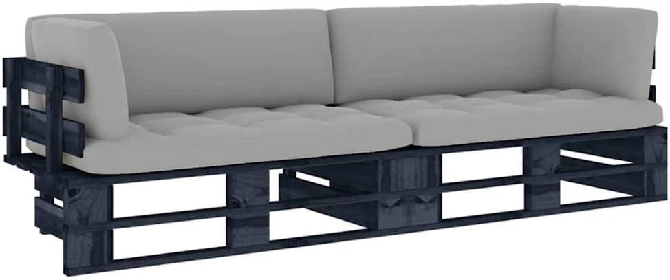 Lauko baldų komplektas Dvivietė sofa iš palečių su pagalvėlėmis, impregnuota pušis