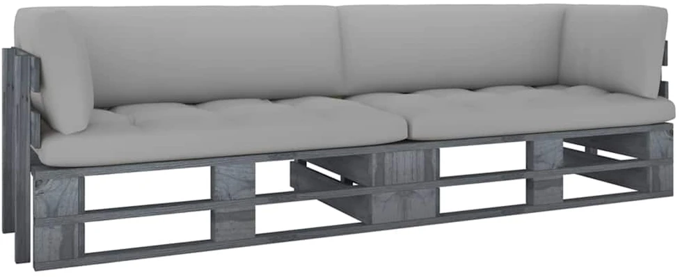 Lauko baldų komplektas Dvivietė sofa iš palečių su pagalvėlėmis, impregnuota pušis