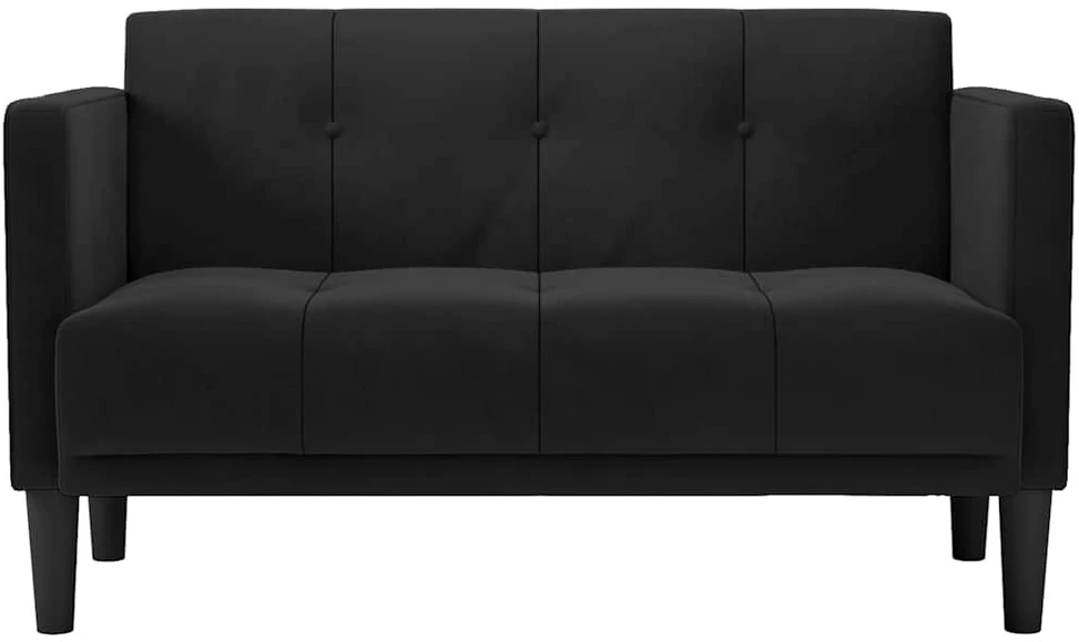 Dvivietė sofa, juoda, 111 cm, aksomas