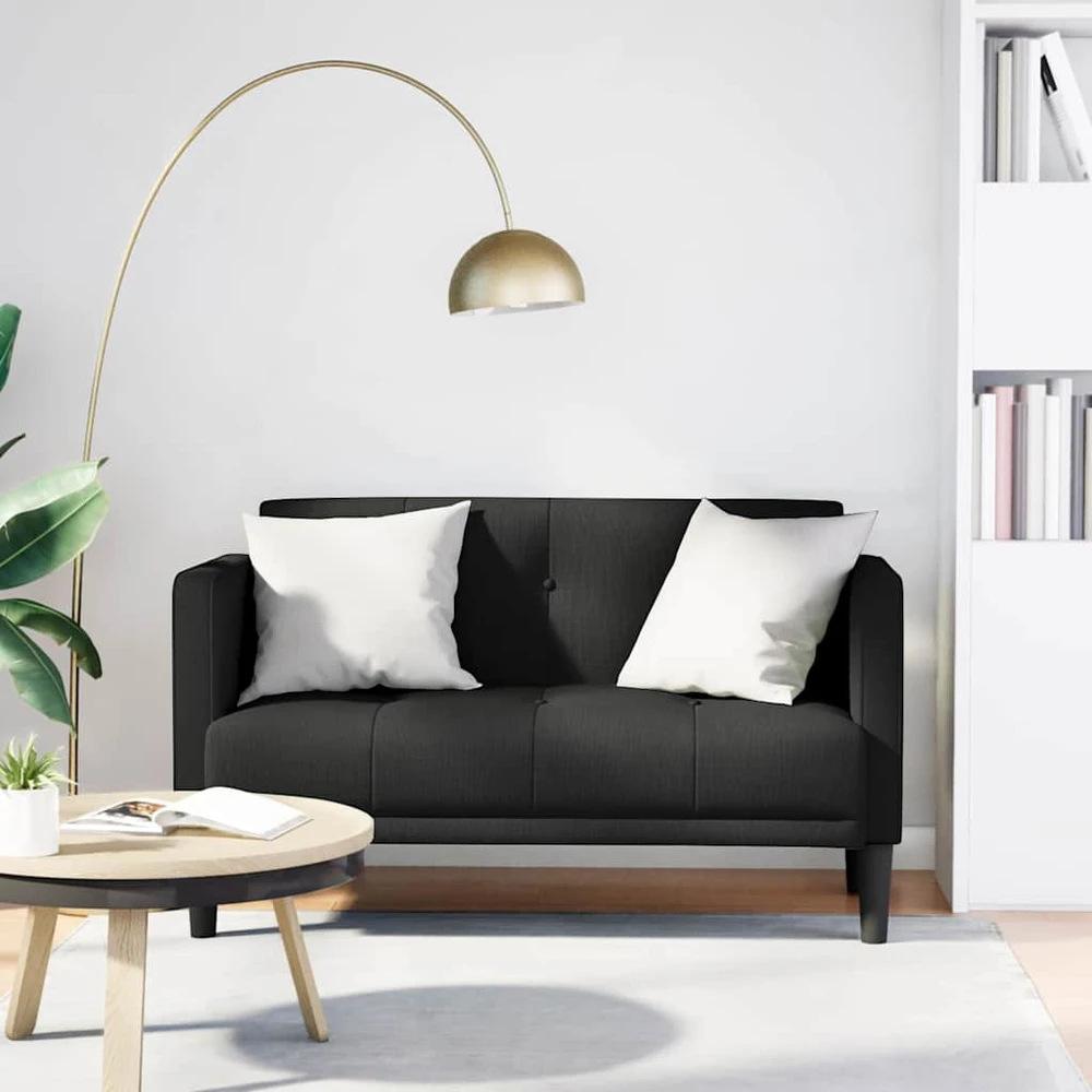 Dvivietė sofa, juoda, 111 cm, audinys