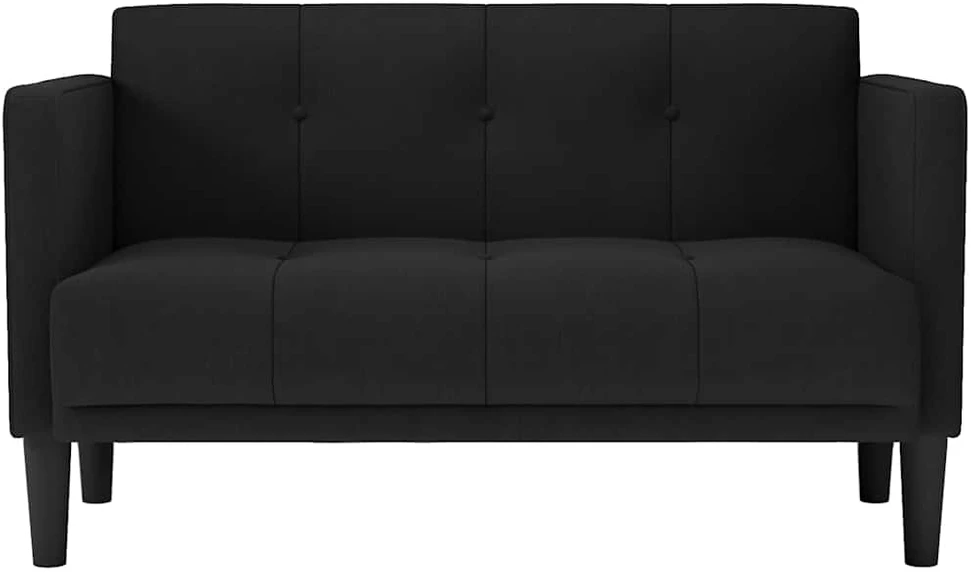 Dvivietė sofa, juoda, 111 cm, audinys