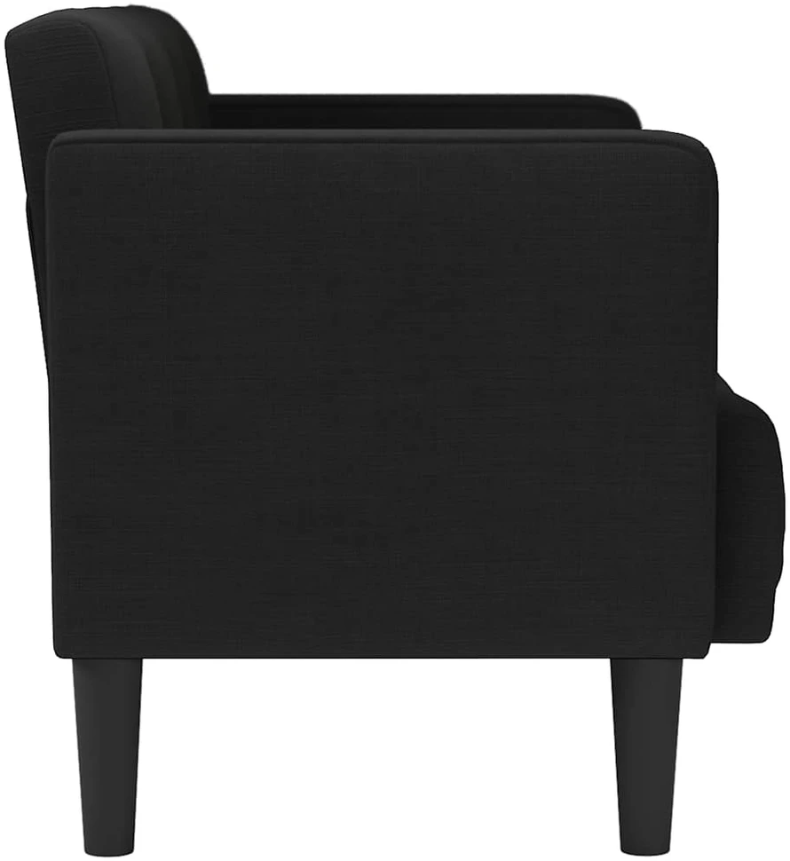 Dvivietė sofa, juoda, 111 cm, audinys