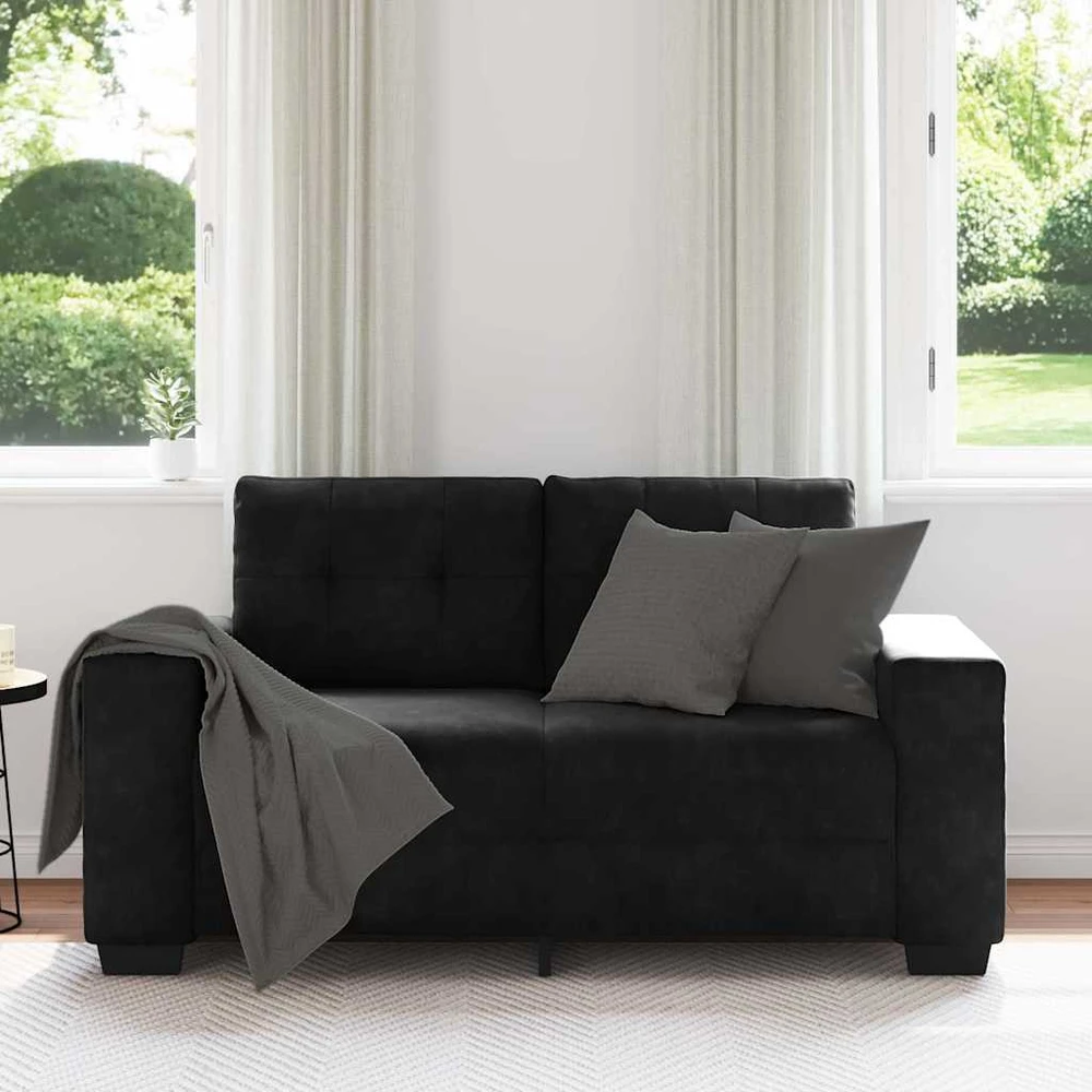 Dvivietė sofa, juoda, 160x77x82 cm, aksominė