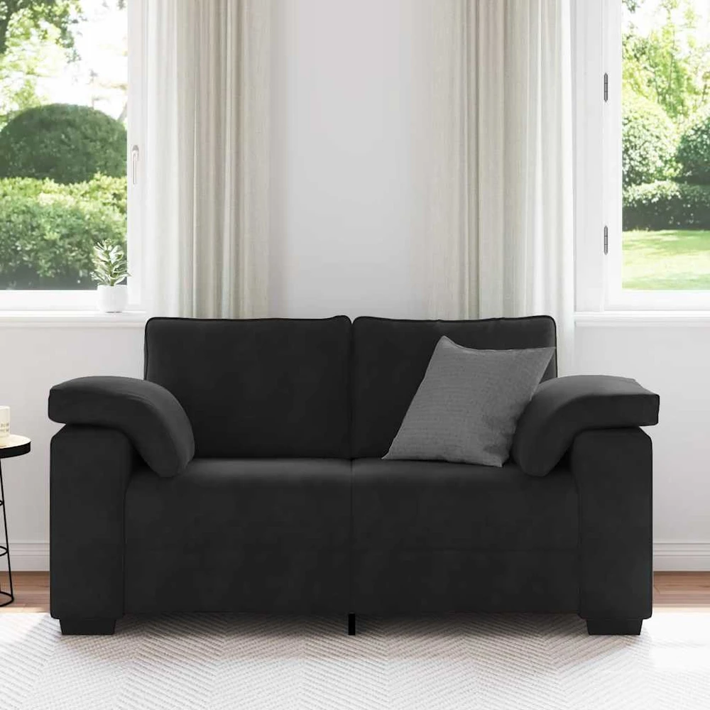 Dvivietė sofa, juoda, 160x77x82 cm, aksominė