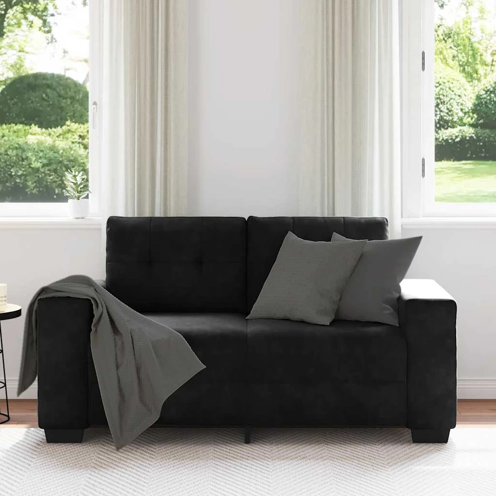 Dvivietė sofa, juoda, 160x77x82 cm, aksominė