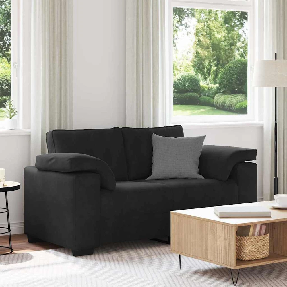 Dvivietė sofa, juoda, 160x77x82 cm, aksominė