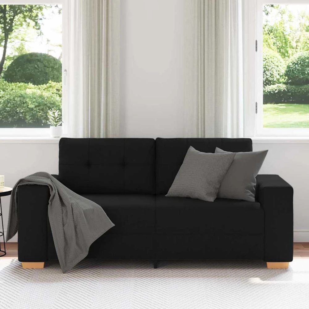 Dvivietė sofa, juoda, 180x77x82 cm, audinys
