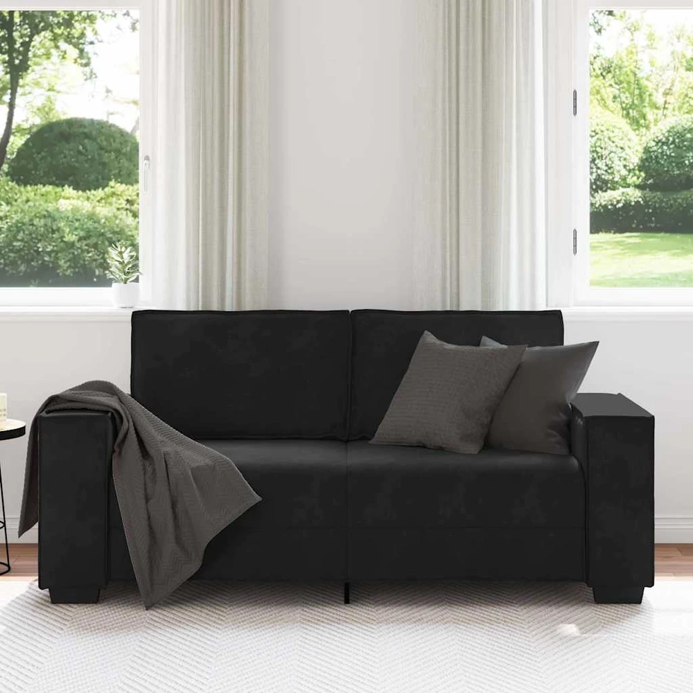 Dvivietė sofa, juoda, 180x78x84 cm, aksominė