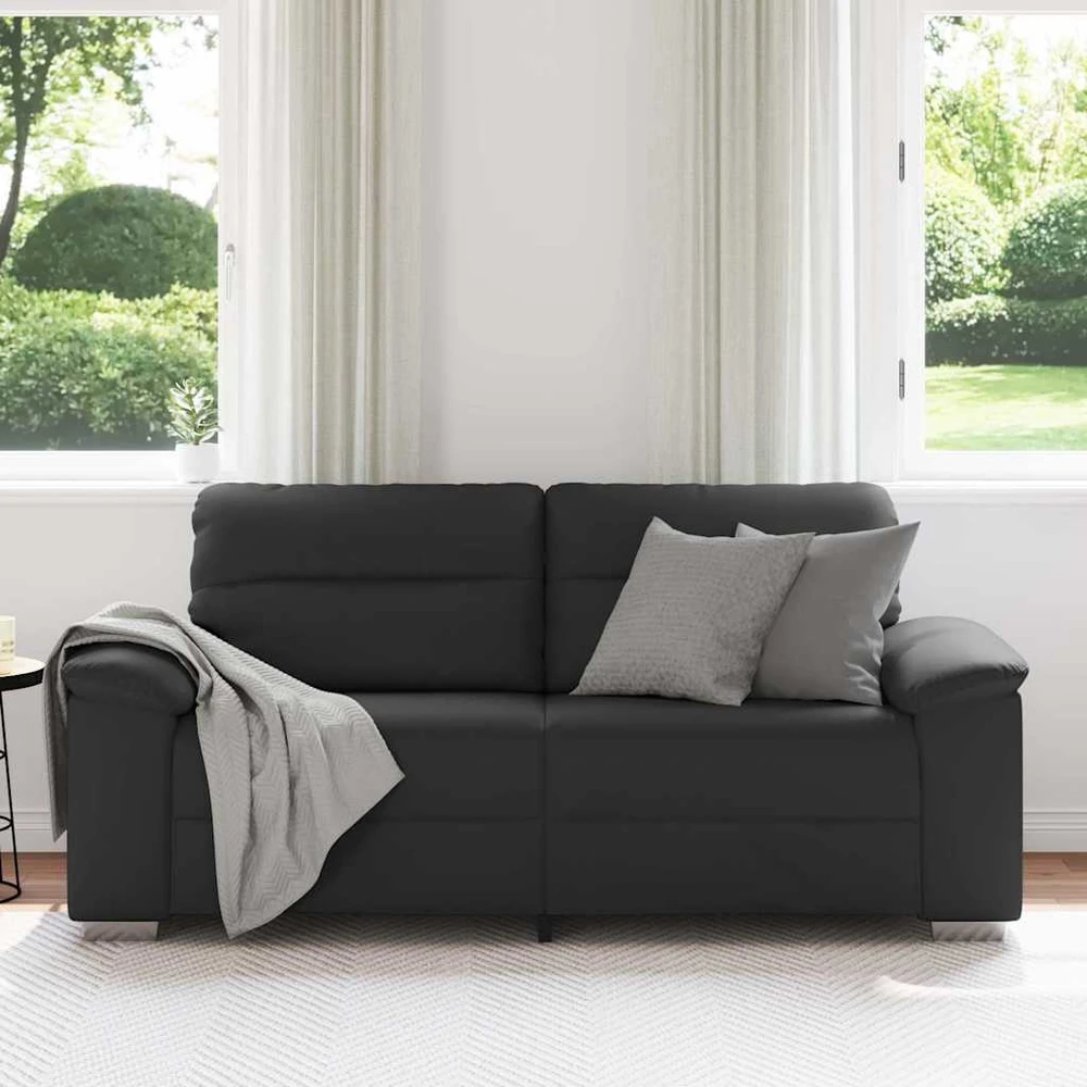 Dvivietė sofa, juoda, 180x81x84 cm, dirbtinė oda