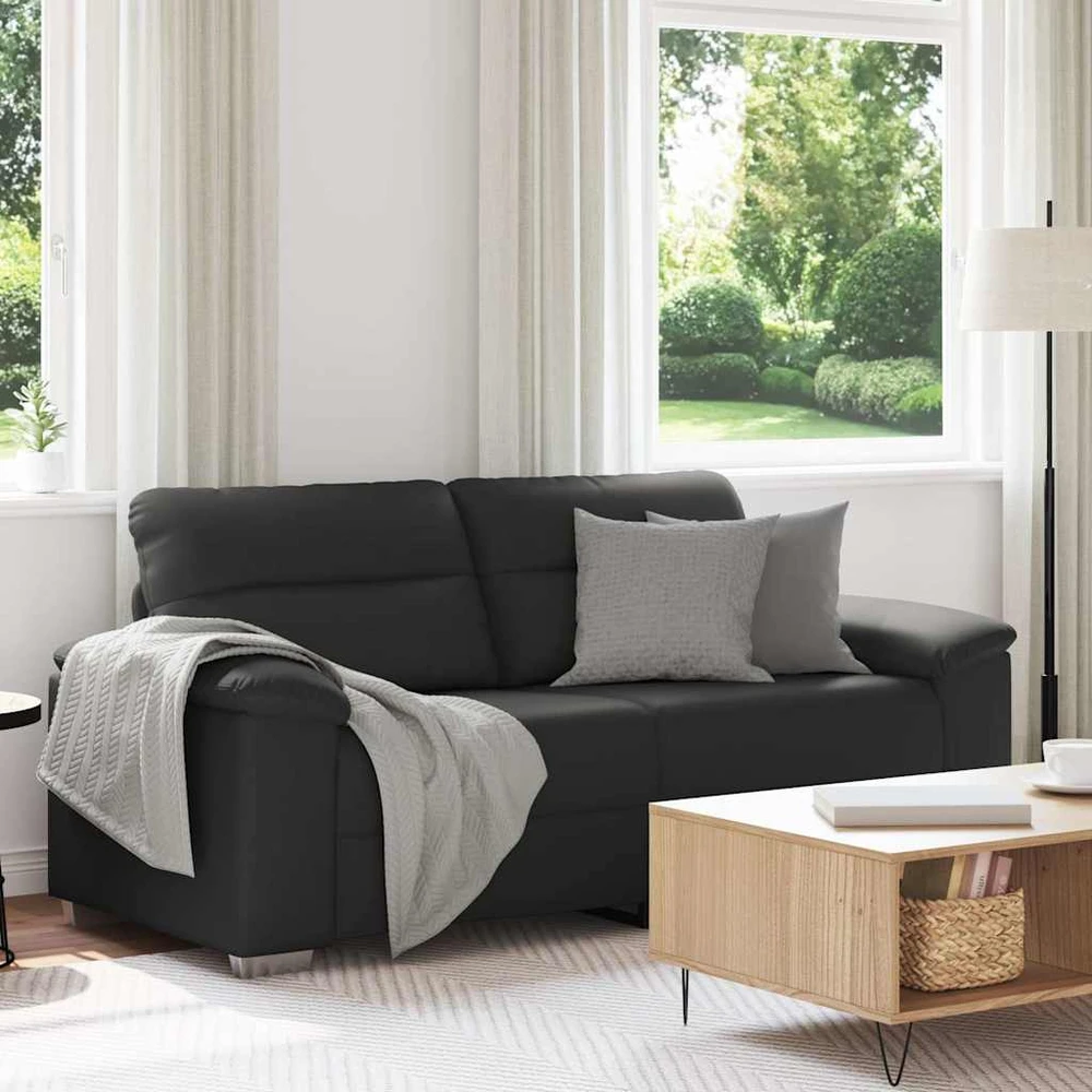 Dvivietė sofa, juoda, 180x81x84 cm, dirbtinė oda