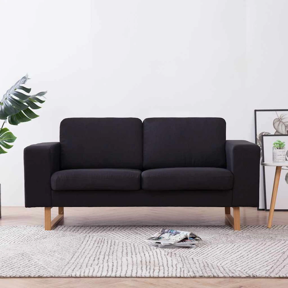 Dvivietė sofa, juoda, audinys
