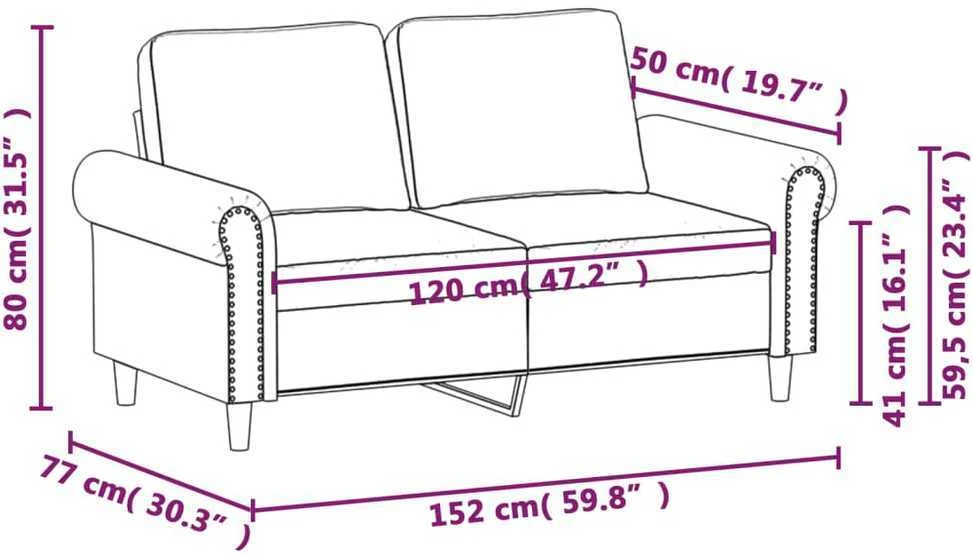 Dvivietė sofa, juodos spalvos, 120cm, aksomas