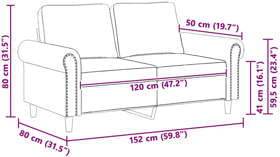 Dvivietė sofa, juodos spalvos, 120cm, aksomas