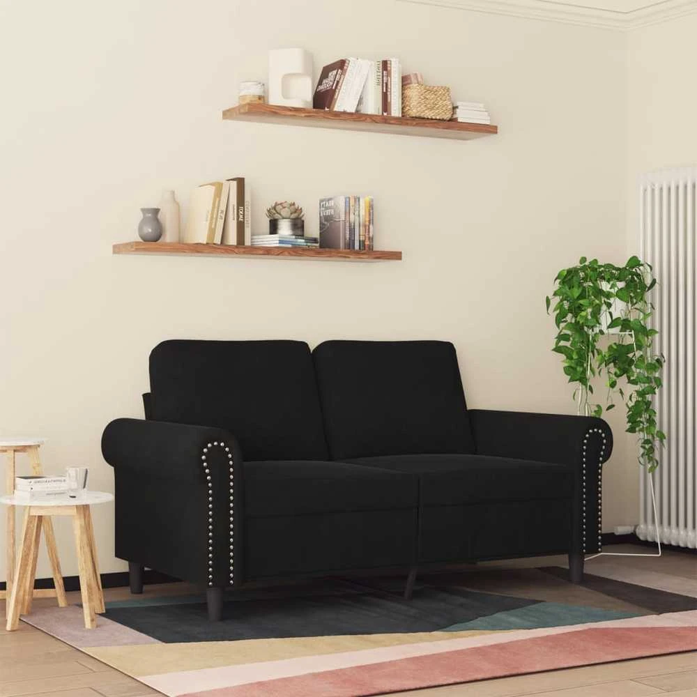Dvivietė sofa, juodos spalvos, 120cm, aksomas