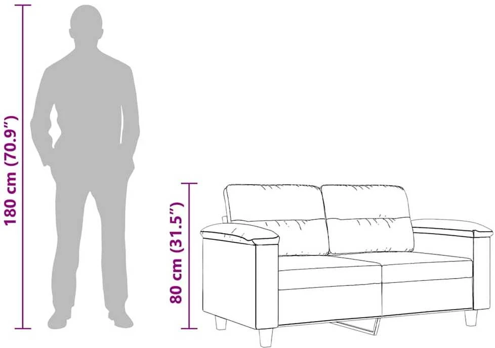 Dvivietė sofa, juodos spalvos, 120cm, mikropluošto audinys