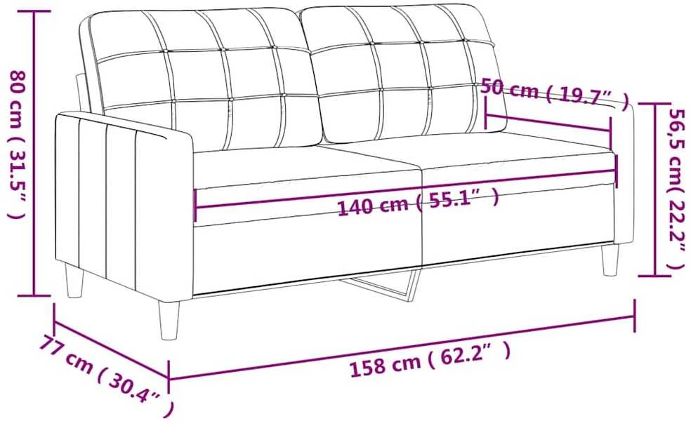 Dvivietė sofa, juodos spalvos, 140cm, audinys