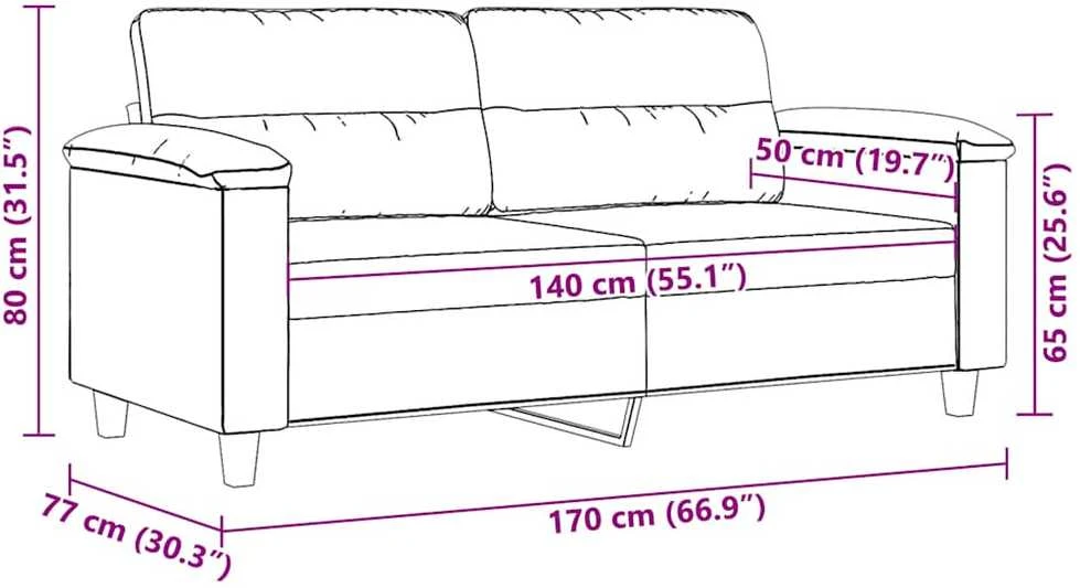 Dvivietė sofa, juodos spalvos, 140cm, mikropluošto audinys