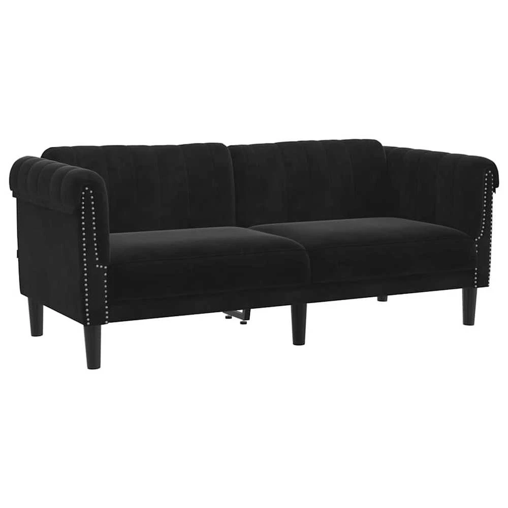 Dvivietė sofa, juodos spalvos, aksomas