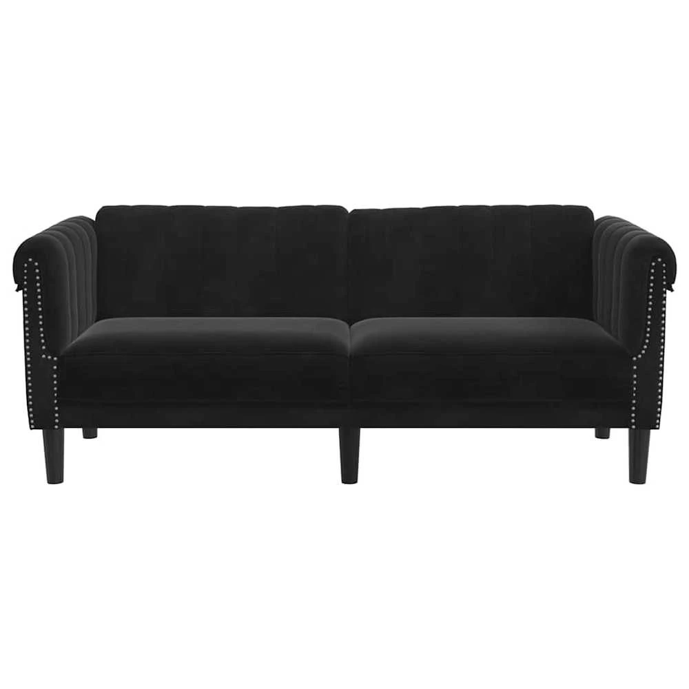 Dvivietė sofa, juodos spalvos, aksomas