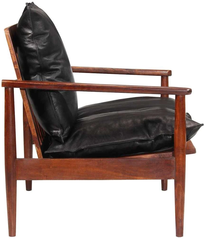 Dvivietė sofa, juodos spalvos, tikra oda ir akacijos masyvas