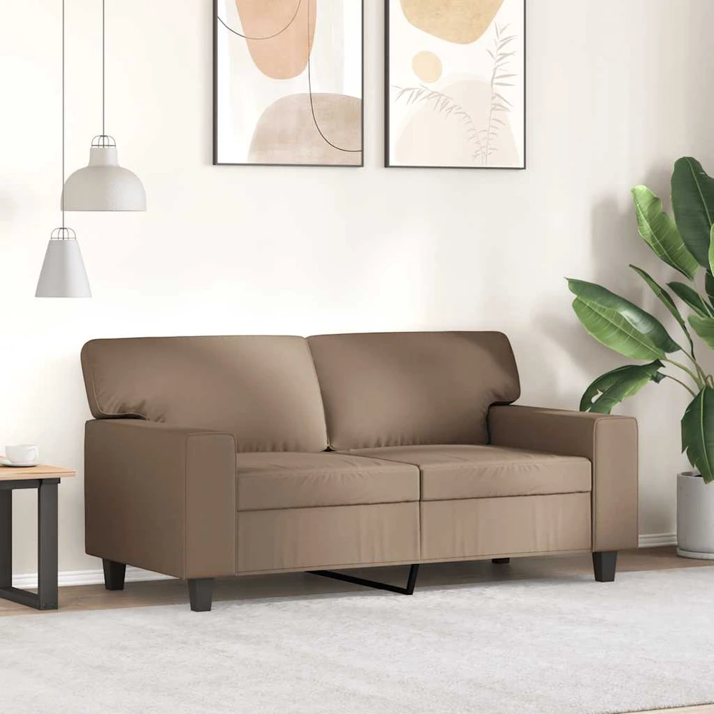 Dvivietė sofa, kapučino spalvos, 120cm, dirbtinė oda