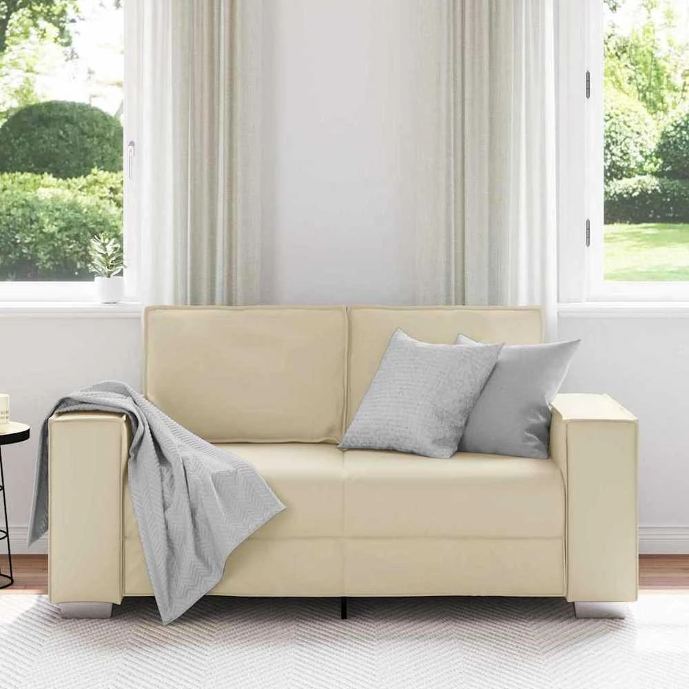 Dvivietė sofa Kreminė 160 cm Dirbtinė oda