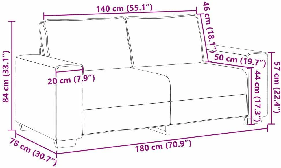 Dvivietė sofa Kreminė 180 cm Dirbtinė oda