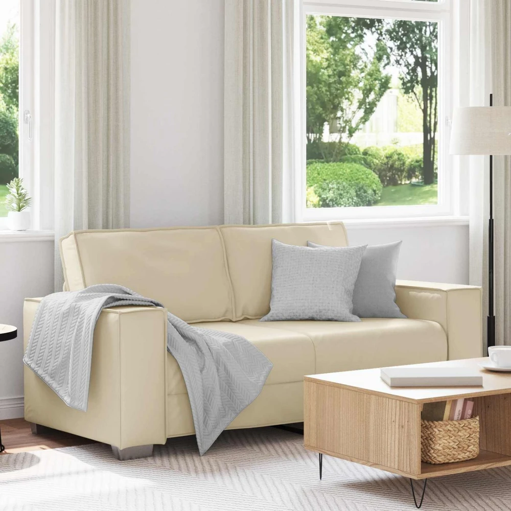 Dvivietė sofa Kreminė 180 cm Dirbtinė oda