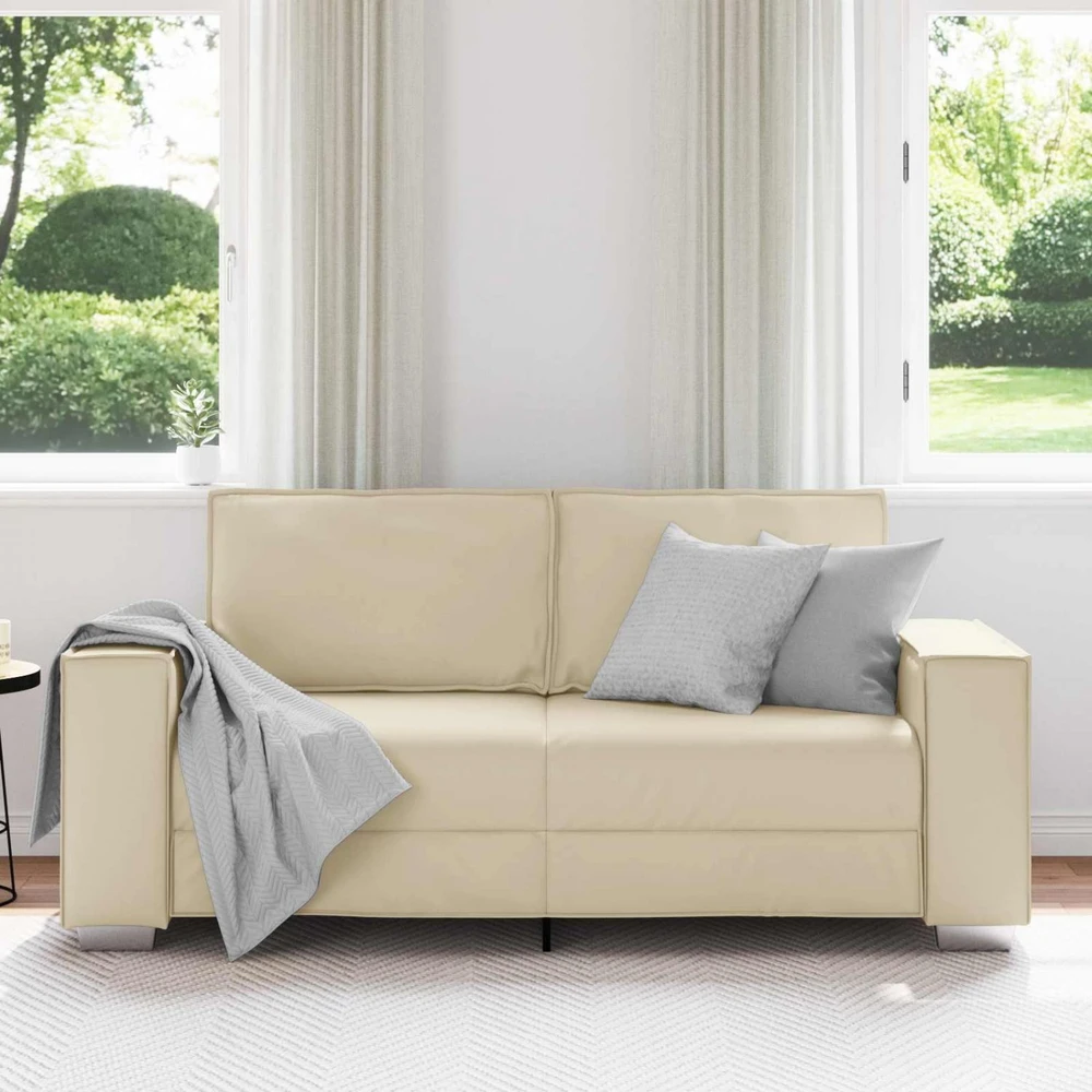 Dvivietė sofa Kreminė 180 cm Dirbtinė oda