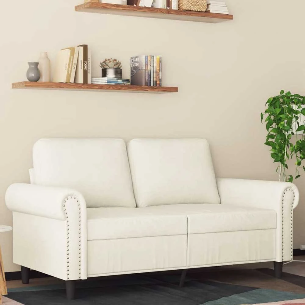 Dvivietė sofa, kreminės spalvos, 120cm, aksomas
