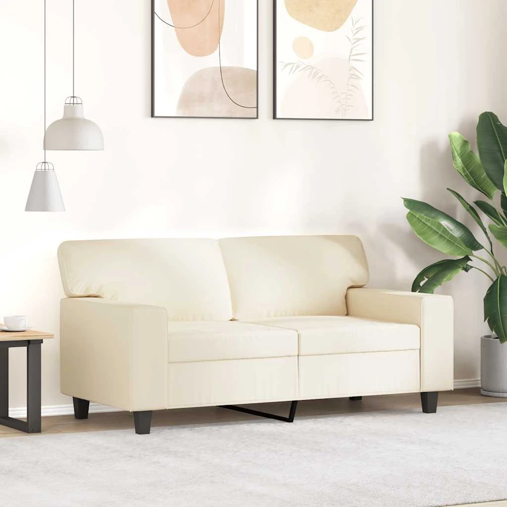 Dvivietė sofa, kreminės spalvos, 120cm, dirbtinė oda