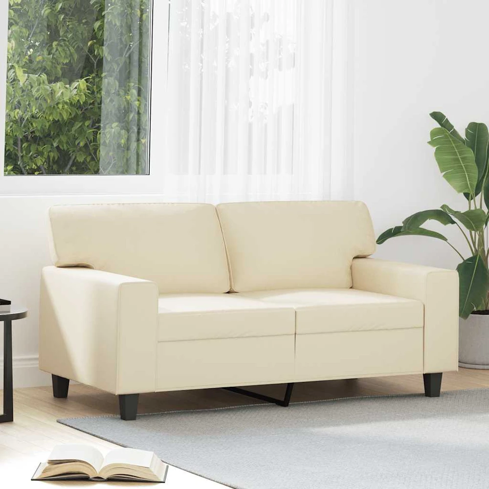 Dvivietė sofa, kreminės spalvos, 120cm, dirbtinė oda