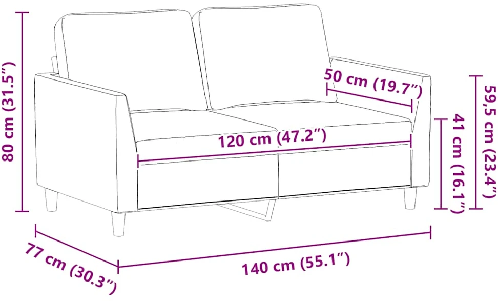 Dvivietė sofa, kreminės spalvos, 120cm, dirbtinė oda