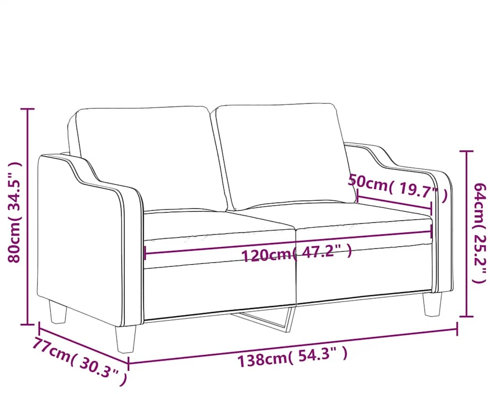 Dvivietė sofa, kreminės spalvos, 120cm, audinys