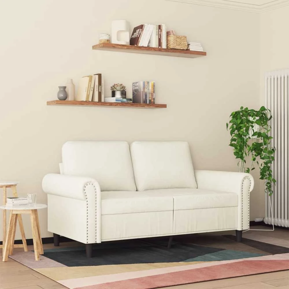 Dvivietė sofa, kreminės spalvos, 120cm, aksomas
