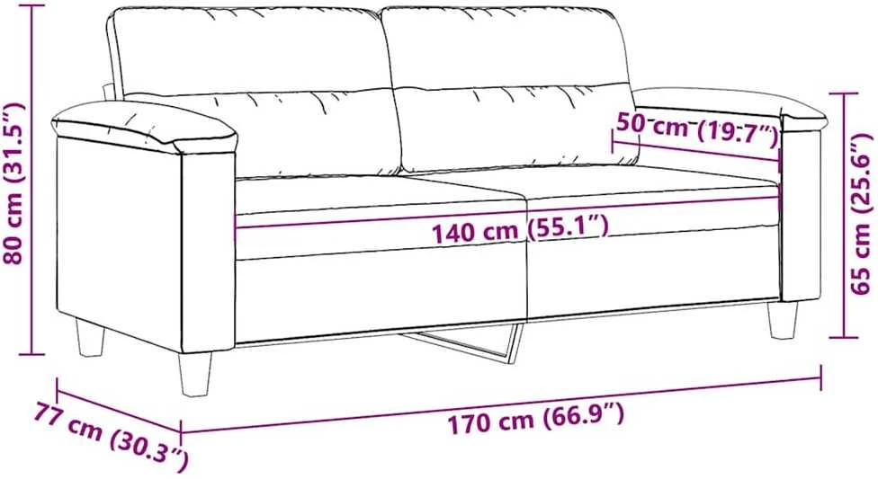 Dvivietė sofa, kreminės spalvos, 140cm, mikropluošto audinys