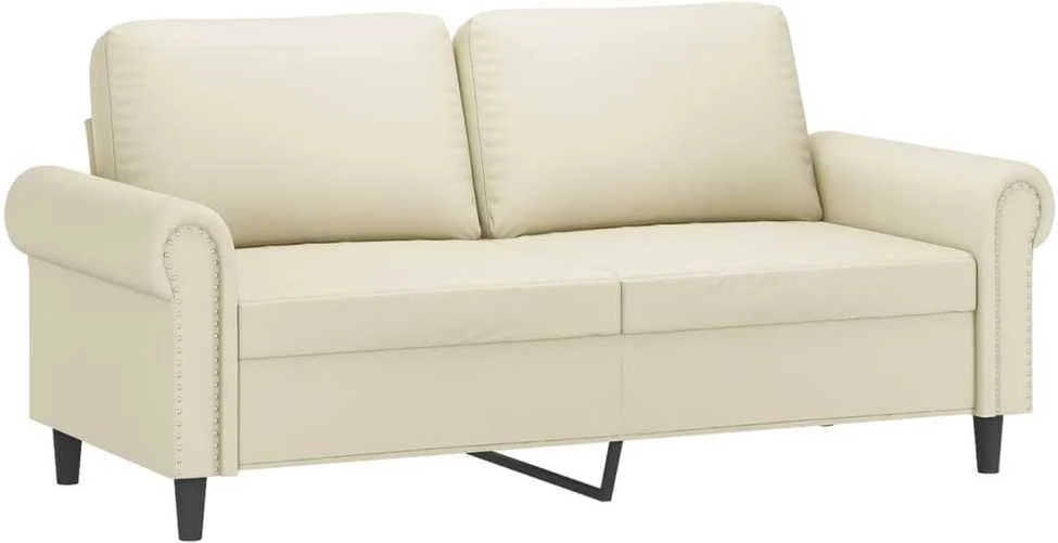 Dvivietė sofa, kreminės spalvos, 140cm, dirbtinė oda